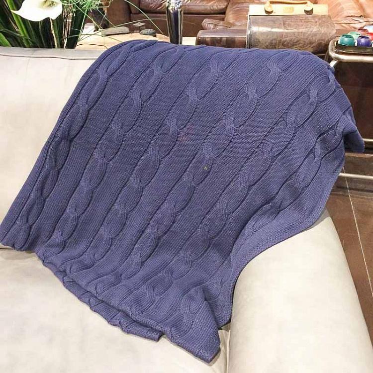 Тёмно-синий вязаный плед Мессина дисконт Messina Knit Throw Deep Blue discount