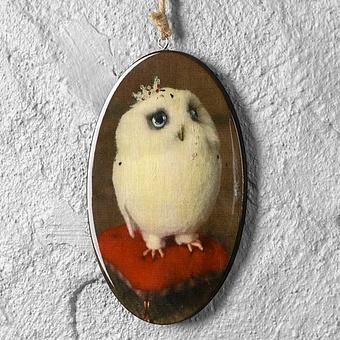 Wooden Pendant With Owl 20 cm discount