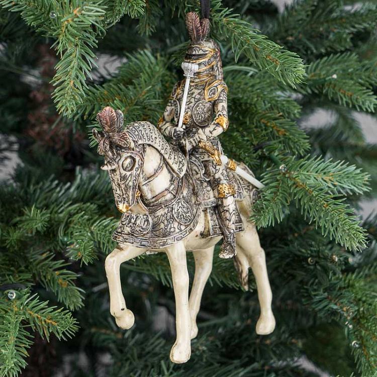Ёлочная игрушка Рыцарь на белом коне Knight On Horseback White