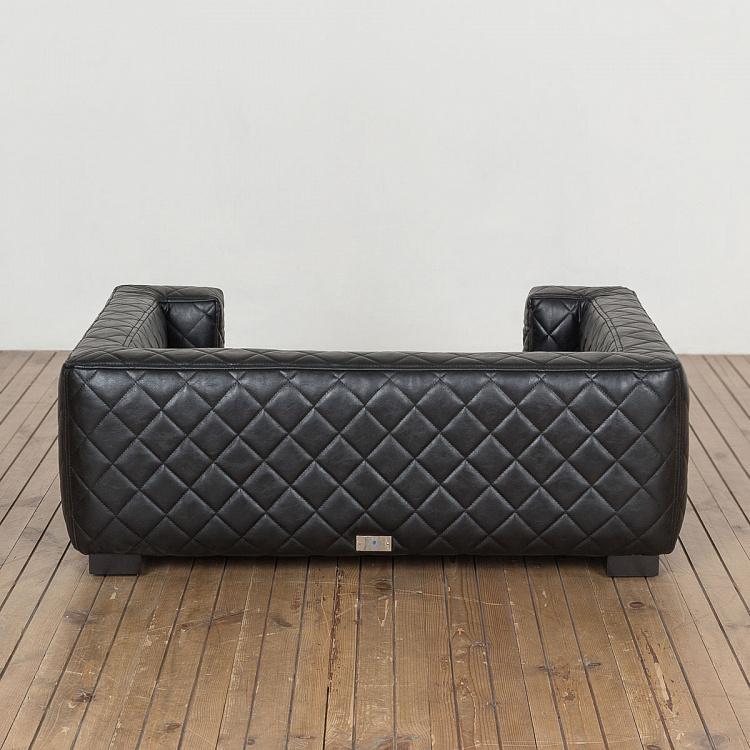 Чёрный диван для собак/кошек Эдоардо с прострочкой Бентли, M Edoardo Sofa Medium, Faux Leather Black