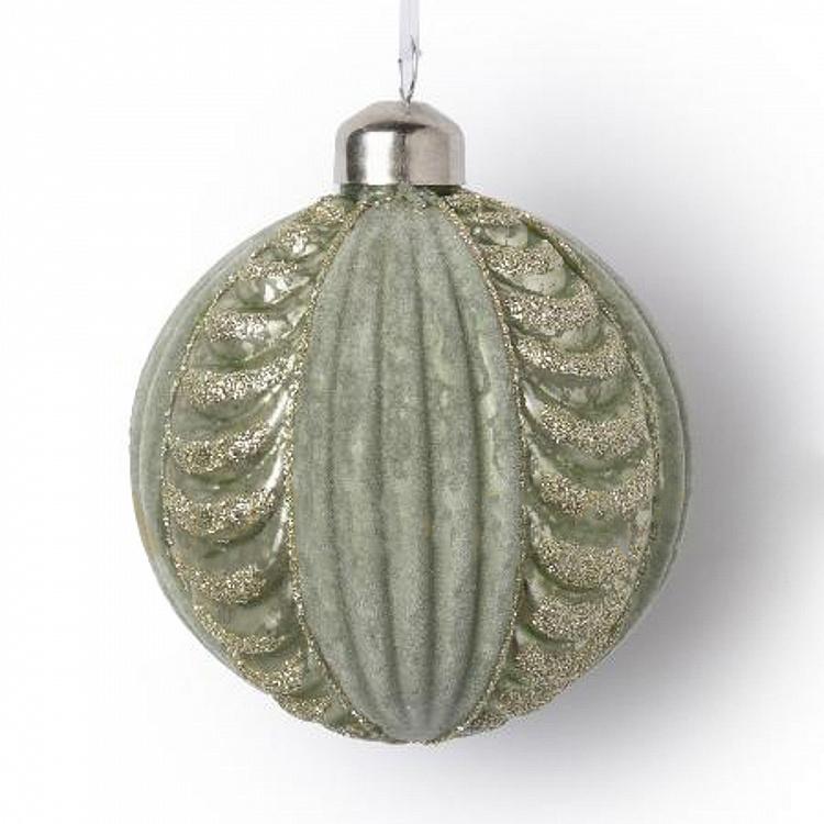 Gold Pattern Relief Ball Green 8 cm