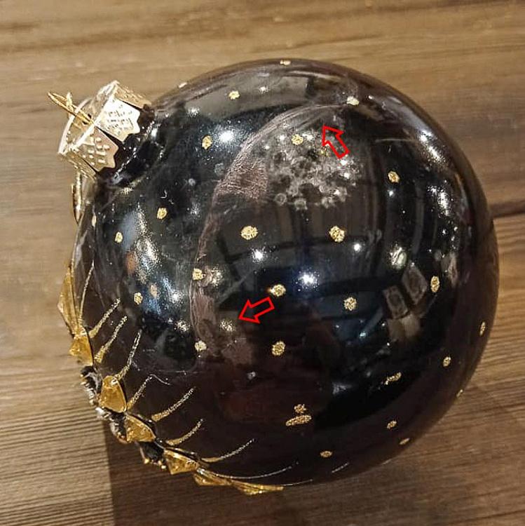 Черно-золотой ёлочный шар со стразами и пчелой дисконт Glass Jewel 3D Bee Ball Black/Gold 12 cm discount