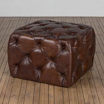 Пуфик Benson Footstool Square Small натуральная кожа Vintage Cigar