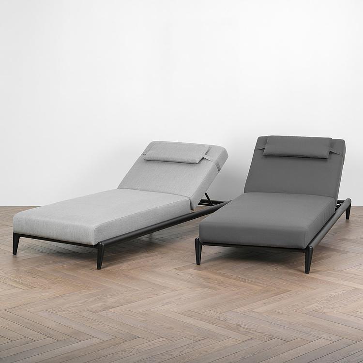 Садовый шезлонг-лежак Dune Lounger, Black акриловая ткань Lead Chine - ракурс 8