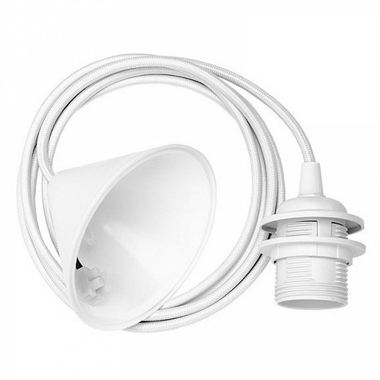 Подвесной светильник Эос на белом проводе, белые перья, XXL Eos Hanging Lamp With White Cord Extra Extra Large