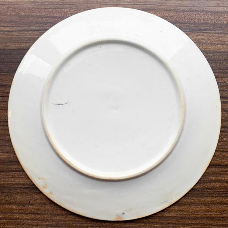 Винтажная тарелка белая с голубым мотивом 13, M Vintage Plate Blue White Medium 13