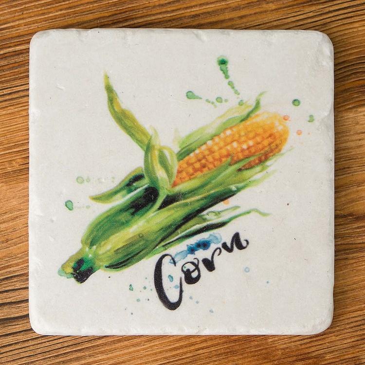 Набор из четырёх подставок под стаканы Овощи Set Of 4 Stone Coasters Vegetables