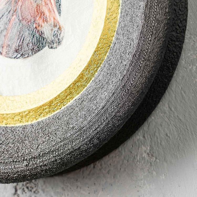 Картина в круглой раме Коричневая лошадь Brown Horse Painting In Round Frame