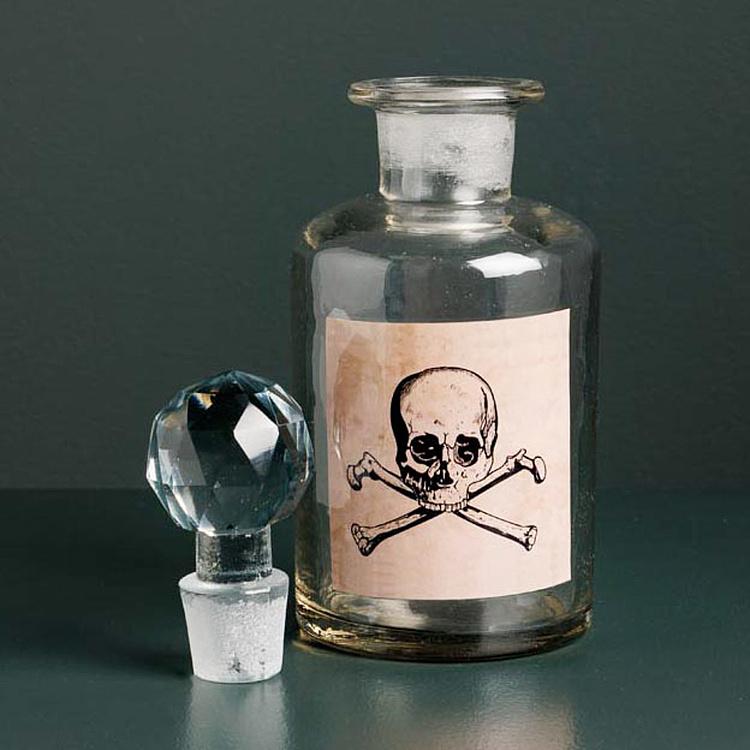 Бутылка с пробкой Череп с костями Skull Bottle With Stopper