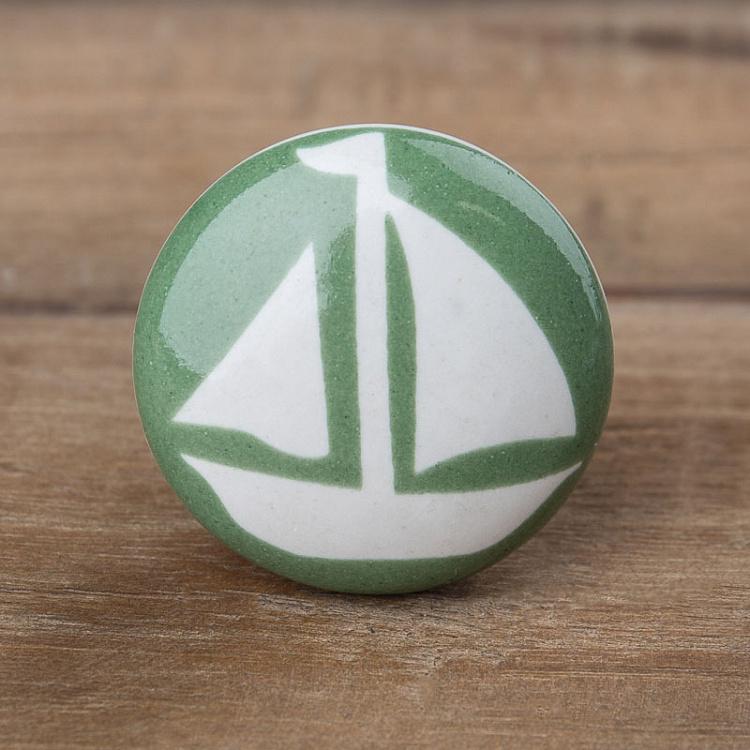 Зелёная мебельная ручка Кораблик Boat Green Knob