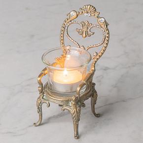 Glass Metal Antique Chair Votive Gold