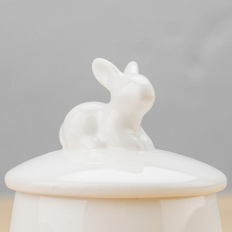 Стакан для ватных дисков с кроликом на крышке Rabbit Cotton Pads Glass With Lid