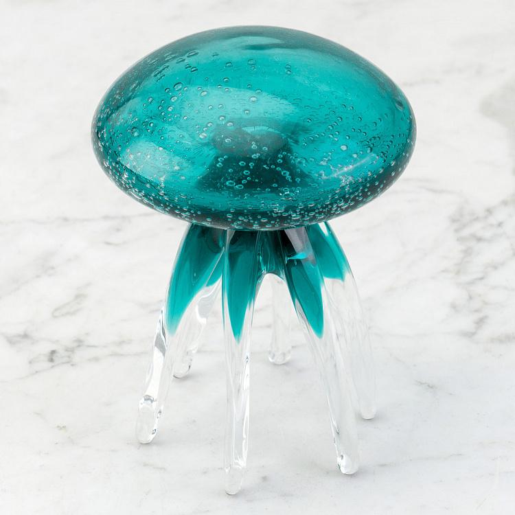 Статуэтка Стеклянная бирюзовая медуза, L Glass Turquoise Jellyfish Large