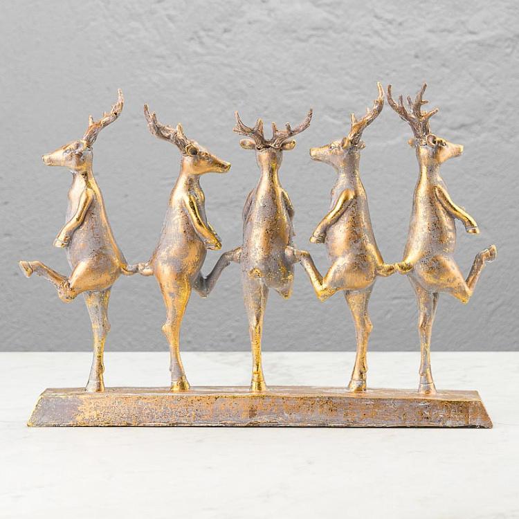 Золотая статуэтка Танцующие олени Dancing Deers Gold Antique