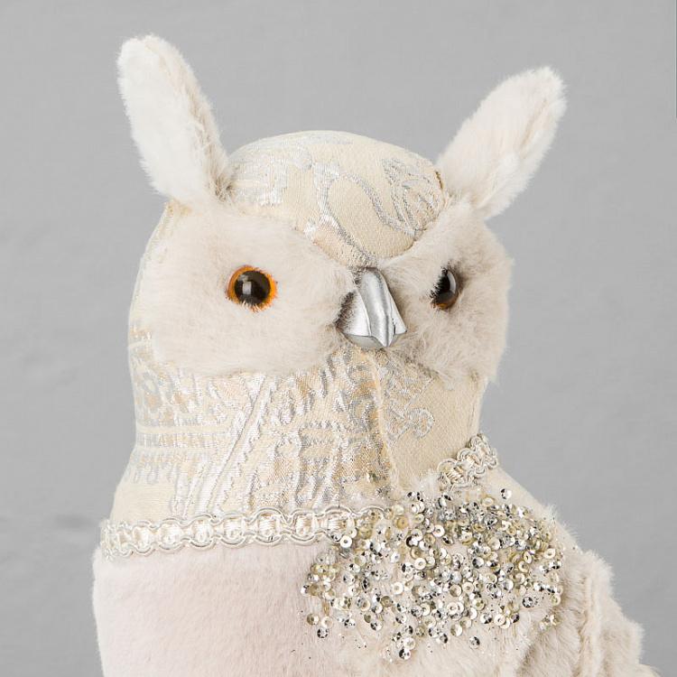 Новогодняя фигурка Сова с блёстками 2 Owl With Sparkles Head Left 34 cm