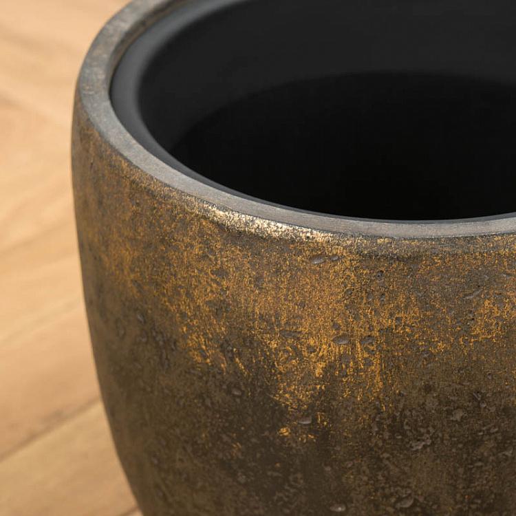 Кашпо-чаша Эффектори Металл, золотая патина, S Effectory Metal Bowl Pot Rough Gold Patina Small