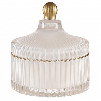 Арома-свеча Aroma Candle In White Striped Glass Silk Flower Large