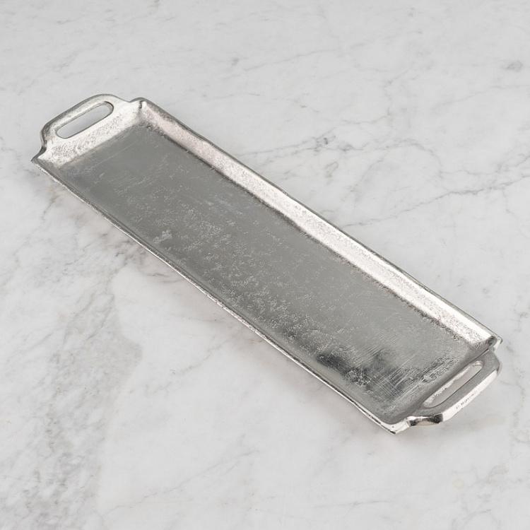 Серебристый узкий алюминиевый поднос Aluminium Silver Tray Slim
