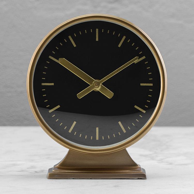 Настольные круглые часы на подставке с латунной отделкой Table Clock Brass Finish