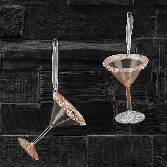 Набор из 2-х ёлочных игрушек Set Of 2 Glass Hangers Martini Glasses 9 cm