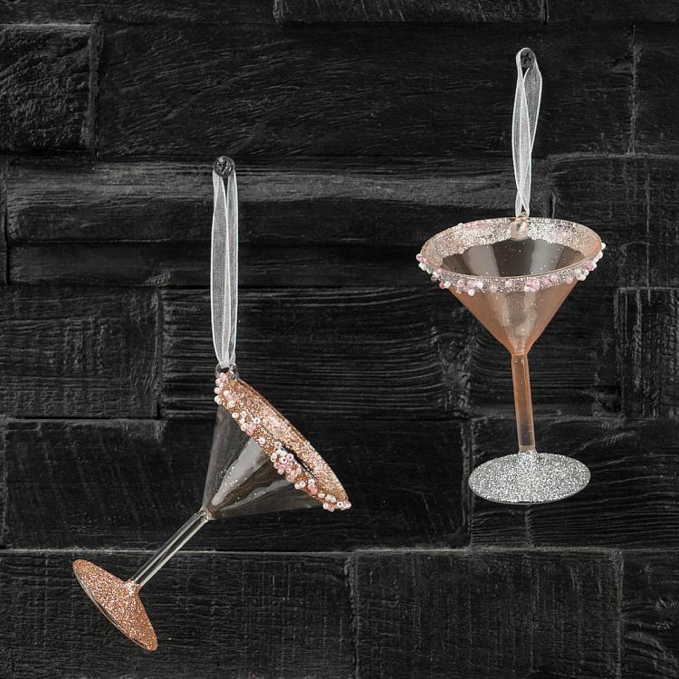 Набор из двух ёлочных игрушек Бокалы мартини Set Of 2 Glass Hangers Martini Glasses 9 cm