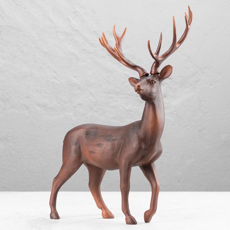 Новогодняя фигурка Прогуливающийся олень Walking Wood Look Deer Brown 46,5 cm