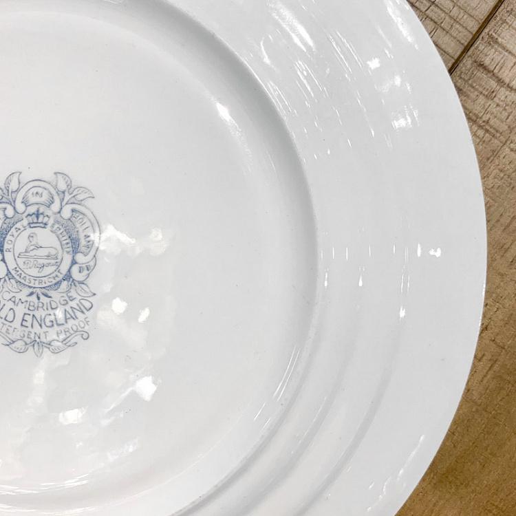 Винтажная тарелка белая с голубым мотивом 23, M Vintage Plate Blue White Medium 23