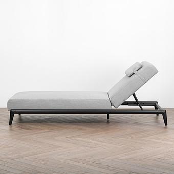 Садовый шезлонг-лежак Dune Lounger, Black акриловая ткань Lead Chine - ракурс 3