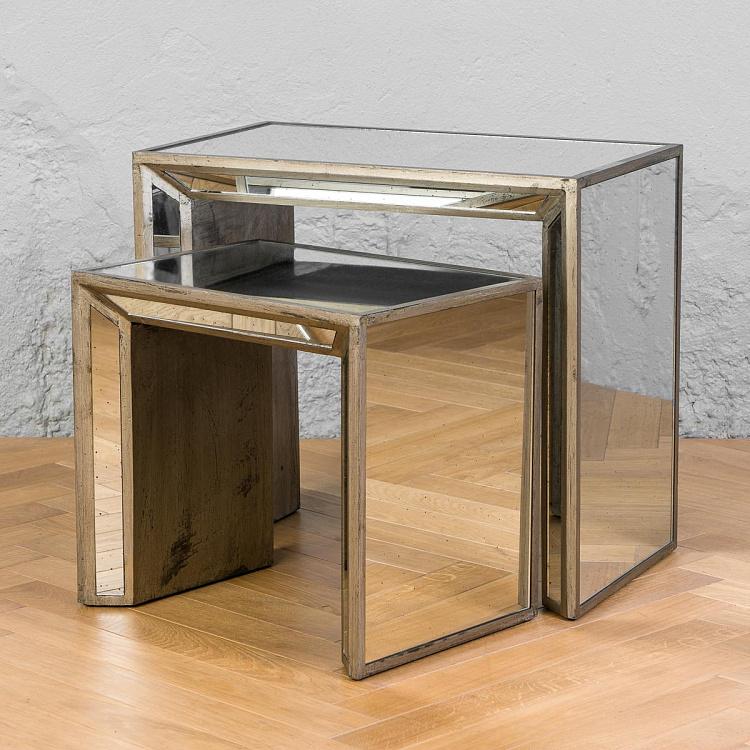 Комплект из двух зеркальных столиков Нарцисс Set Of 2 Narcisse Nesting Mirrored Side Tables