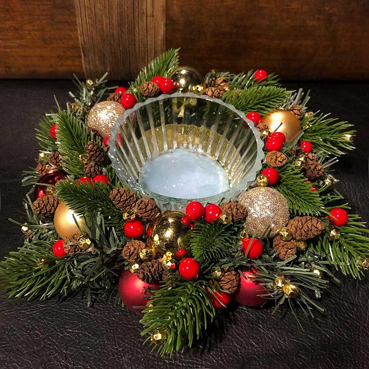 Новогодний подсвечник в венке New Year Candle Holder Wreath