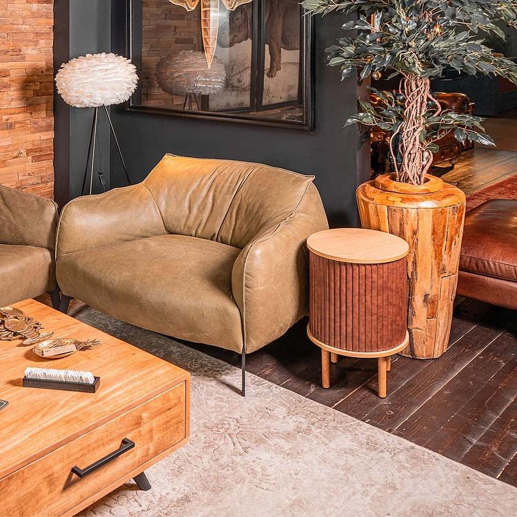 Прикроватный столик Audacious Side Table Without USB, Oak экокожа Hazelnut Faux Leather - ракурс 12
