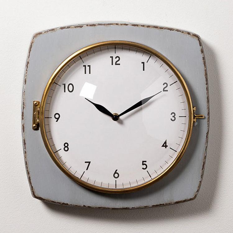 Grey Clock With Convex Plexiglass