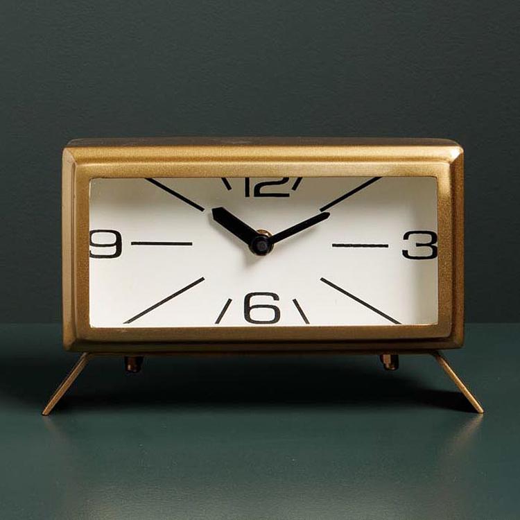 Прямоугольные настольные часы латунного цвета в винтажном стиле Rectangular Brass Patina Clock