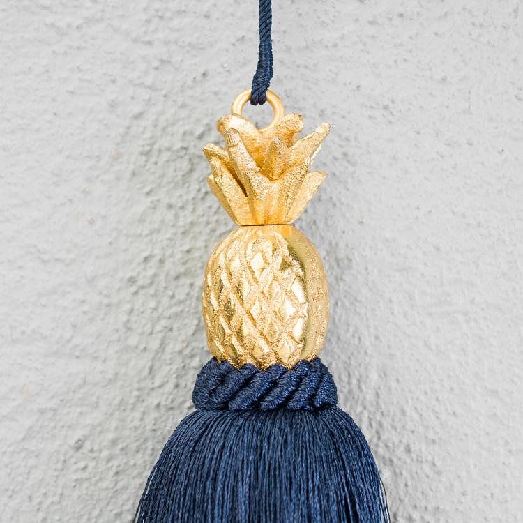 Новогодняя подвеска Тёмно-синяя плетёная кисточка с ананасом Pendant Pineapple Dark Blue 18 cm