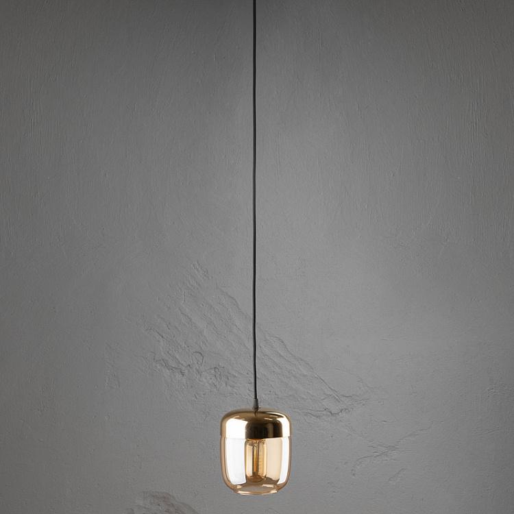 Янтарный подвесной светильник Жёлудь на чёрном проводе Acorn Amber Brass Hanging Lamp With Black Cord