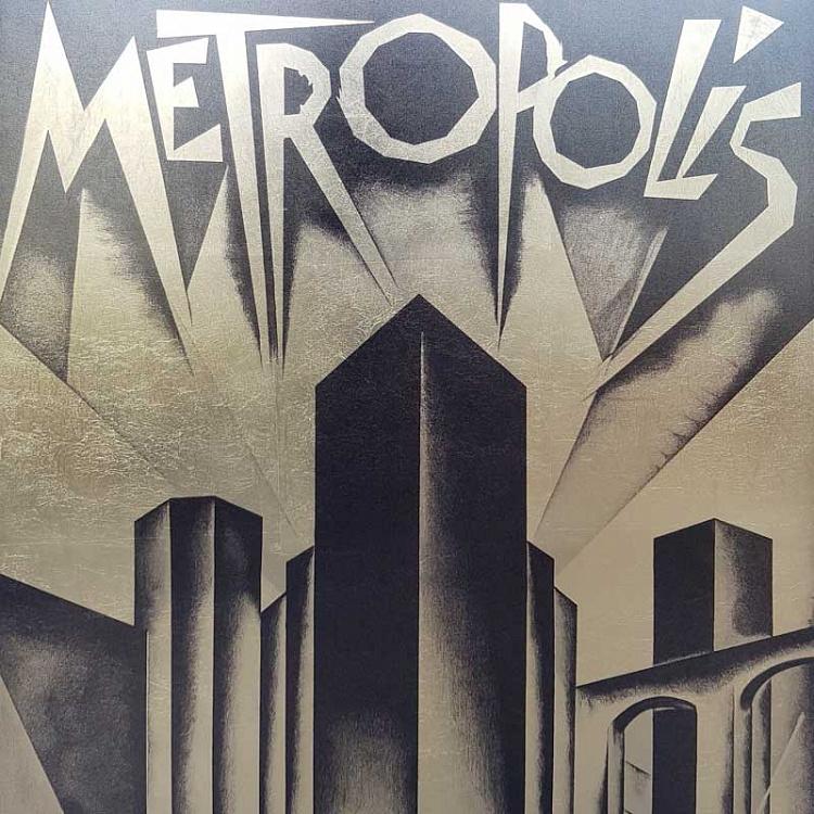Картина с золотой поталью и текстом Метрополис, S Metropolis Gold Text Small