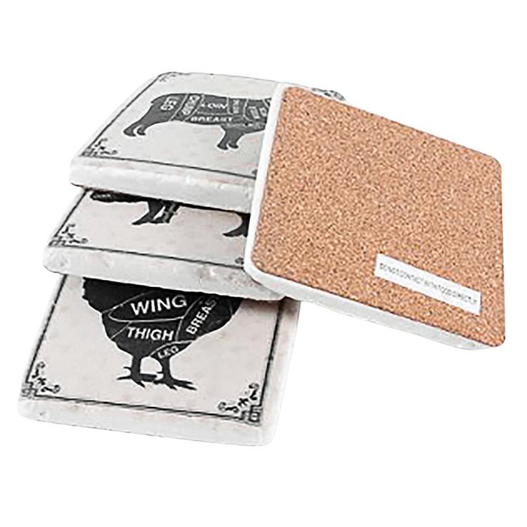 Набор из четырёх подставок под стаканы Фермерские обитатели Set Of 4 Stone Coasters Farm Animals