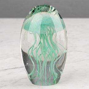 Glass Paperweight Light Green Jellyfish
