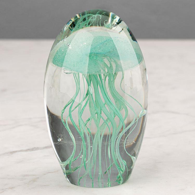 Пресс-папье Светло-зелёная медуза Glass Paperweight Light Green Jellyfish