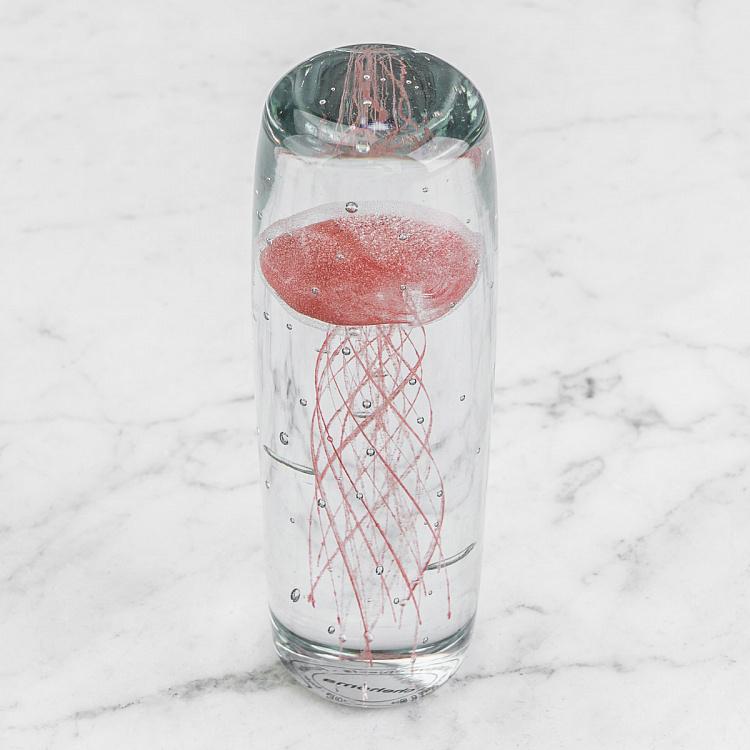 Пресс-папье Красная медуза Cylinder Glass Paperweight Red Jellyfish