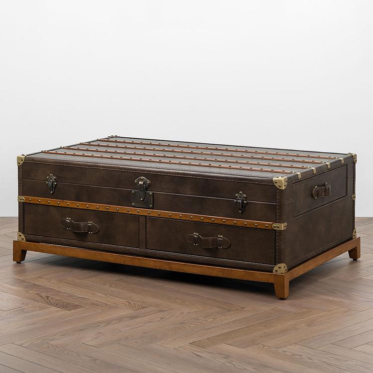 Журнальный стол-сундук Piligrim Coffee Table, Light Wood RM натуральная кожа Antique Master