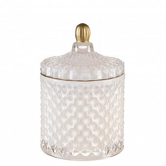 Арома-свеча Aroma Candle In White Faceted Glass Silk Flower Small