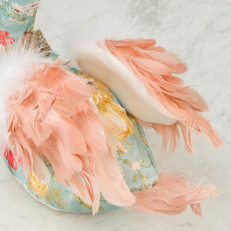 Статуэтка Лебедь с цветочным узором и перьями Swan With Floral Print And Feathers