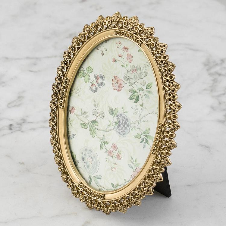 Золотистая цветочная овальная рамка для фото Golden Flowery Oval Photo Frame