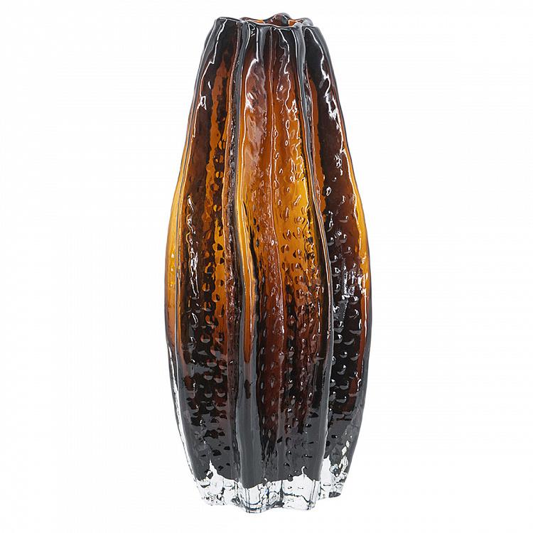 Carambola Shape Amber Glass Vase Large