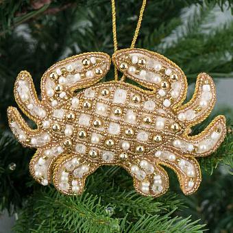 Embroidery Beaded Crab Gold Cream 13,5 cm