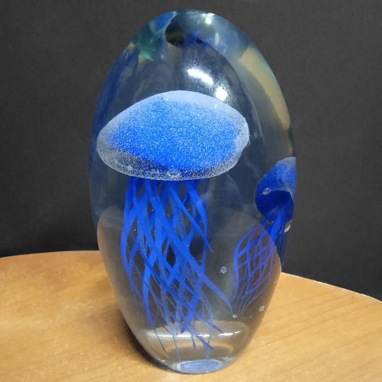 Пресс-папье Две синие медузы дисконт1 Glass Paperweight 2 Blue Jellyfish discount1