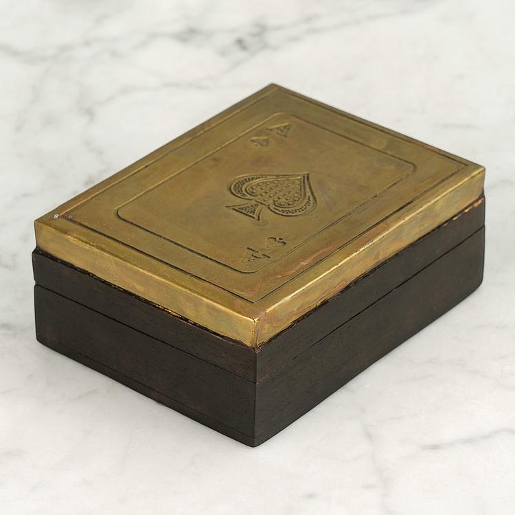 Колода игральных карт в шкатулке с гравировкой на крышке Deck Of Cards In Box Engraved Lid