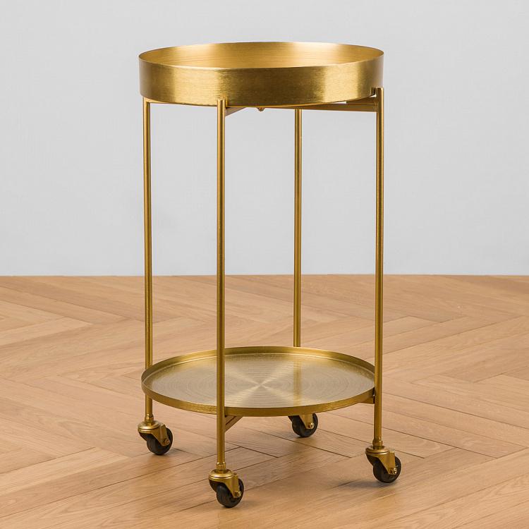 Барная сервировочная тележка золотого цвета Bar Trolley Gold