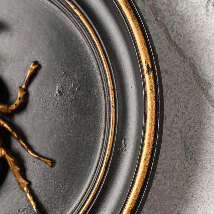 Настенное украшение Жук-носорог золотой на чёрном Rhinoceros Beetle In Frame Black And Gold